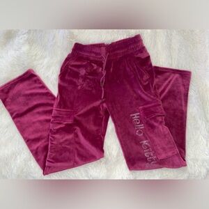 Hello Kitty Women's Velour Joggers in Deep Pink